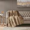 Madison Park Zuri Soft Plush Luxury Oversized Faux Fur Throw Animal Stripes Design, Faux Mink On The Reverse, Modern All Seasons Blanket for Bed, Sofa Couch, Office, Sand, 60×70″(Tan)