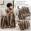 Madison Park Zuri Soft Plush Luxury Oversized Faux Fur Throw Animal Stripes Design, Faux Mink On The Reverse, Modern All Seasons Blanket for Bed, Sofa Couch, Office, Sand, 60×70″(Brown)