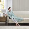 Madison Park Zuri Soft Plush Luxury Oversized Faux Fur Throw Animal Stripes Design, Faux Mink On The Reverse, Modern All Seasons Blanket for Bed, Sofa Couch, Office, Sand, 60×70″(Aqua)