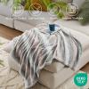 Madison Park Zuri Soft Plush Luxury Oversized Faux Fur Throw Animal Stripes Design, Faux Mink On The Reverse, Modern All Seasons Blanket for Bed, Sofa Couch, Office, Sand, 60×70″(Blush/Grey)