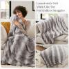 Madison Park Zuri Soft Plush Luxury Oversized Faux Fur Throw Animal Stripes Design, Faux Mink On The Reverse, Modern All Seasons Blanket for Bed, Sofa Couch, Office, Sand, 60×70″(Grey)