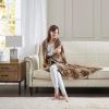Madison Park Zuri Soft Plush Luxury Oversized Faux Fur Throw Animal Stripes Design, Faux Mink On The Reverse, Modern All Seasons Blanket for Bed, Sofa Couch, Office, Sand, 60×70″(Tan)