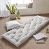 Intelligent Design Edelia Foldable Poly Chenille Light Weight Lounge Floor Pillow Cushion Tufted Seat for Meditation, Game Playing, Yoga, Reading with Travel Wrap, 74×27, Ivory(Gray)