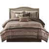 Madison Park Bellagio Cozy Comforter Set – Luxurious Jaquard Traditional Damask Design, All Season Down Alternative Bedding with Matching Shams, Decorative Pillow, Queen(90″x90″), Brown/Gold 7 Piece(Princeton Red)