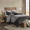 Madison Park Boone Cozy Comforter Set, Faux Suede, Deluxe Hotel Styling All Season Down Alternative Bedding Matching Shams, Decorative Pillow, Queen (90 in x 90 in), Rustic Brown 7 Piece(Dark Grey 7pcs)