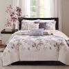 Madison Park Celeste Quilt Modern Classic Design All Season, Breathable Coverlet Lightweight Bedding Set, Matching Shams, Decorative Pillow, Full/Queen(90″x90″), Ruffle White 4 Piece(Floral Taupe)