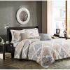 Madison Park Claire Quilt Modern Design – All Season, Breathable Coverlet Lightweight Bedding Set, Matching Shams, Decorative Pillow, Full/Queen (90 in x 90 in), Diamond Aqua 6 Piece(Neutral)