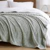 Madison Park Cozy Blanket Soft Plush Blanket Chic Backprinted Carved Texture Design, Trendy, All Seasons Lightweight Bedding for Summer Cover for Bed, Couch & Sofa, Full/Queen, Grey(Green)