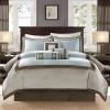 Madison Park Cozy Comforter Set-Deluxe Hotel Collection, All Season Down Alternative Luxury Bedding with Matching Shams, Decorative Pillows, Queen(90″x90″), Genevieve, Navy 7 Piece(Blue)