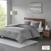 Madison Park Cozy Cotton Comforter Set Casual Modern Design All Season Bedding, Matching Shams, Full/Queen (90 in x 90 in), White 3 Piece(Waffle Weave Grey)