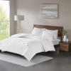 Madison Park Cozy Cotton Comforter Set Casual Modern Design All Season Bedding, Matching Shams, Full/Queen (90 in x 90 in), White 3 Piece(Waffle Weave White)
