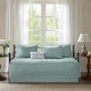 Madison Park Daybed Cover Set – Trendy Design, All Season Luxury Bedding with Bedskirt, Matching Shams, Decorative Pillow, Floral Medallion Quilted Blue 75″x39″ 6 Piece(Peyton Blue)