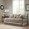 Madison Park Daybed Cover Set – Trendy Design, All Season Luxury Bedding with Bedskirt, Matching Shams, Decorative Pillow, Floral Medallion Quilted Blue 75″x39″ 6 Piece(Breanna Khaki)