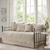 Madison Park Daybed Cover Set Damask Quilted Cover for Daybeds, All Season, Pre-washed Cotton-Filled Coastal Bedding with Scallop Edge, Shams, Bedskirt, Décor Pillows, Tuscany, Cream, 39″x75″, 6 Piece(Khaki)