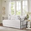 Madison Park Daybed Cover Set Damask Quilted Cover for Daybeds, All Season, Pre-washed Cotton-Filled Coastal Bedding with Scallop Edge, Shams, Bedskirt, Décor Pillows, Tuscany, Cream, 39″x75″, 6 Piece(White)
