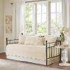 Madison Park Daybed Cover Set Damask Quilted Cover for Daybeds, All Season, Pre-washed Cotton-Filled Coastal Bedding with Scallop Edge, Shams, Bedskirt, Décor Pillows, Tuscany, Cream, 39″x75″, 6 Piece(Cream)