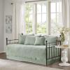 Madison Park Daybed Cover Set Damask Quilted Cover for Daybeds, All Season, Pre-washed Cotton-Filled Coastal Bedding with Scallop Edge, Shams, Bedskirt, Décor Pillows, Tuscany, Cream, 39″x75″, 6 Piece(Seafoam)