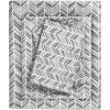Madison Park Essentials Chevron Printed Ultra Soft 4 Piece Sheet Set, Grey, Queen(Grey)