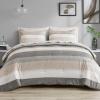 Madison Park Essentials Jaxon Bed in a Bag Comforter Set with Sheet, Printed Stripe Design, Modern All Season Bedding and Matching Sham, Queen Blue/Grey 7 Piece(Taupe/Grey)
