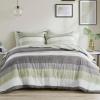 Madison Park Essentials Jaxon Bed in a Bag Comforter Set with Sheet, Printed Stripe Design, Modern All Season Bedding and Matching Sham, Queen Blue/Grey 7 Piece(Green/Grey)