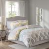 Madison Park Essentials Queen Comforter Set, Bed in a Bag Queen, Watercolor Print Coastal Comforter & Chambray Cotton Sheet Set, All Season Bedding Set, Saben, Taupe Queen (90 in x 90 in) 9 Piece(Leaf Yellow/Aqua)