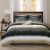 Madison Park Essentials Queen Comforter Set, Bed in a Bag Queen, Watercolor Print Coastal Comforter & Chambray Cotton Sheet Set, All Season Bedding Set, Saben, Taupe Queen (90 in x 90 in) 9 Piece(Stripe Taupe)