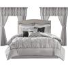 Madison Park Essentials Room in a Bag Faux Silk Comforter Set – Luxe Diamond Tufting All Season Bedding, Matching Curtains, Decorative Pillows, Grey King(104″x92″) 24 Piece(Grey)
