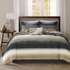 Madison Park Essentials Saben Cozy Bed in A Bag Reversible Quilt with Complete Cotton Sheet Set-Geometric Design All Season Cover, Decorative Pillow, Cal King(104″x92″), Stripes Aqua, 8 Piece(Stripes Taupe Coverlet Biab 6pcs)