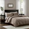 Madison Park Harper Quilt Set Velvet Casual Geometric Stitching Design All Season, Lightweight Coverlet, Cozy Bedding, Matching Shams, Full/Queen(90″x90″), Ivory 3 Piece(Taupe)