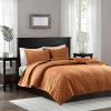 Madison Park Harper Quilt Set Velvet Casual Geometric Stitching Design All Season, Lightweight Coverlet, Cozy Bedding, Matching Shams, Full/Queen(90″x90″), Ivory 3 Piece(Rust)