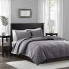 Madison Park Harper Quilt Set Velvet Casual Geometric Stitching Design All Season, Lightweight Coverlet, Cozy Bedding, Matching Shams, Full/Queen(90″x90″), Ivory 3 Piece(Grey)