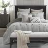 Madison Park King Comforter Set, Removable 100% Cotton Duvet Cover King Size with Insert, Farmhouse Bedding, Textured Stripe Clipped Jacquard Accent, King, Grey 9 Piece(Gray)