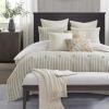 Madison Park King Comforter Set, Removable 100% Cotton Duvet Cover King Size with Insert, Farmhouse Bedding, Textured Stripe Clipped Jacquard Accent, King, Grey 9 Piece(Ivory)