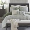 Madison Park King Comforter Set, Removable 100% Cotton Duvet Cover King Size with Insert, Farmhouse Bedding, Textured Stripe Clipped Jacquard Accent, King, Grey 9 Piece(Green)