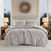 Madison Park King Comforter Set Reversible Faux-Fur Plush Comforters for King Size Bed, All Season Luxurious Ribbed Velvet Comforters King Size Bedding Set, Jasmine, King, Ivory 3 Piece(Light Gray)