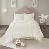 Madison Park Laetitia Lightweight 100% Cotton Quilt Set, Breathable Chenille Tufted, Shabby Chic Boho Medallion Design, Sham, Floral Taupe w/ Tassels, Full/Queen-2 Piece(Laetitia Ivory Coverlet)