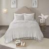 Madison Park Laetitia Lightweight 100% Cotton Quilt Set, Breathable Chenille Tufted, Shabby Chic Boho Medallion Design, Sham, Floral Taupe w/ Tassels, Full/Queen-2 Piece(Laetitia Grey Coverlet)