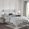 Madison Park Laurel Cozy Comforter Set – Traditional Tufted Faux Silk Design, All Season Down Alternative Bedding with Matching Shams, Decorative Pillow, Grey Queen(90″x90″) 7 Piece(Gray)