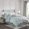 Madison Park Laurel Cozy Comforter Set – Traditional Tufted Faux Silk Design, All Season Down Alternative Bedding with Matching Shams, Decorative Pillow, Grey Queen(90″x90″) 7 Piece(Seafoam)