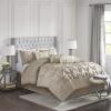 Madison Park Laurel Cozy Comforter Set – Traditional Tufted Faux Silk Design, All Season Down Alternative Bedding with Matching Shams, Decorative Pillow, Grey Queen(90″x90″) 7 Piece(Taupe)