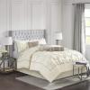 Madison Park Laurel Cozy Comforter Set – Traditional Tufted Faux Silk Design, All Season Down Alternative Bedding with Matching Shams, Decorative Pillow, Grey Queen(90″x90″) 7 Piece(Ivory)