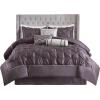 Madison Park Laurel Cozy Comforter Set – Traditional Tufted Faux Silk Design, All Season Down Alternative Bedding with Matching Shams, Decorative Pillow, Grey Queen(90″x90″) 7 Piece(Plum)