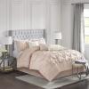 Madison Park Laurel Cozy Comforter Set – Traditional Tufted Faux Silk Design, All Season Down Alternative Bedding with Matching Shams, Decorative Pillow, Grey Queen(90″x90″) 7 Piece(Blush)