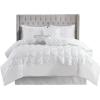 Madison Park Laurel Cozy Comforter Set – Traditional Tufted Faux Silk Design, All Season Down Alternative Bedding with Matching Shams, Decorative Pillow, Grey Queen(90″x90″) 7 Piece(White)