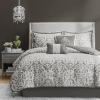 Madison Park Lavine Cozy Bed in a Bag Comforter Set, Traditional Luxe Jacquard Design All Season Down Alternative Bedding with Cotton Bed Sheets, Bed Skirt & Pillows, Queen Blue 12 Piece(Silver Comforter 6pcs)