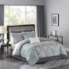 Madison Park Lavine Cozy Bed in a Bag Comforter Set, Traditional Luxe Jacquard Design All Season Down Alternative Bedding with Cotton Bed Sheets, Bed Skirt & Pillows, Queen Blue 12 Piece(Blue Bed in a Bag 12pcs)