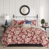Madison Park Lola 100% Cotton Quilt Set-Casual Floral Channel Stitching Design All Season, Lightweight Coverlet Bedspread Bedding, Shams, Decorative Pillows, Full/Queen (90 in x 90 in), Purple 6 Piece(Lucy Red)