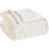 Madison Park Luxuriously Cozy Chenille Throw Blanket Waffle Weave Reversible Soft & Warm Sherpa Throw, Lightweight, Breathable Waffle Throw, Farmhouse Room Décor Summer Blanket, 50×60, Red(Ivory)