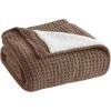 Madison Park Luxuriously Cozy Chenille Throw Blanket Waffle Weave Reversible Soft & Warm Sherpa Throw, Lightweight, Breathable Waffle Throw, Farmhouse Room Décor Summer Blanket, 50×60, Red(Brown)