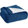 Madison Park Luxuriously Cozy Chenille Throw Blanket Waffle Weave Reversible Soft & Warm Sherpa Throw, Lightweight, Breathable Waffle Throw, Farmhouse Room Décor Summer Blanket, 50×60, Red(Navy Blue)